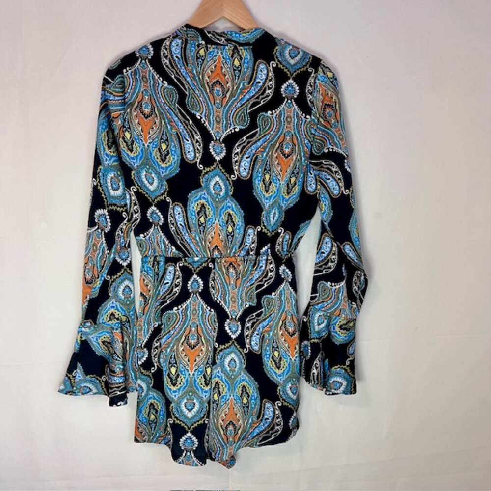 MISSGUIDED Romper Paisley Shorts Romper, Boho Paisley Shorts Size 6 U.S. - Picture 8 of 15